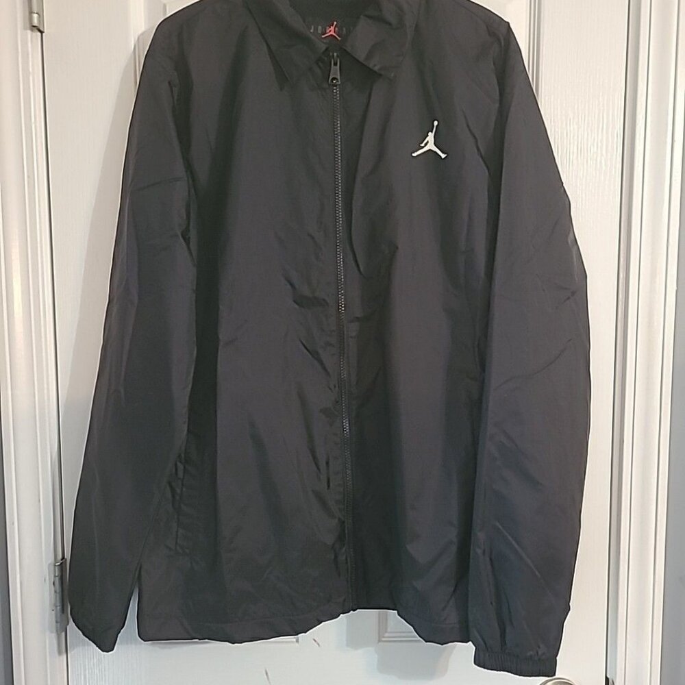 Nike Air Jordan Flight MVP Men's Size Medium Full Zip Black Jacket FD7423-010